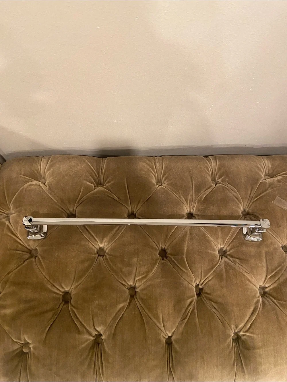 Polished Silver Wall Hook Bar - Modern Single Rail 26in long